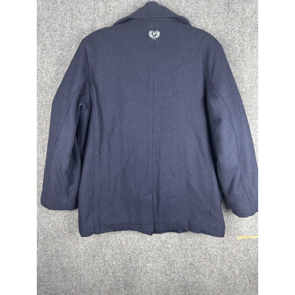 Vintage Phat Farm Double Breasted Pea Coat Wool Blend Full Zip Navy Y2K Vented - Picture 10 of 14